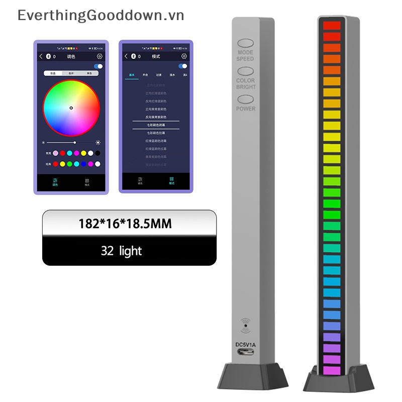 Everthinggooddown RGB Điều Khiển Âm Thanh Đèn Ngủ Ban Đêm Trang Trí Nội Thất vn
