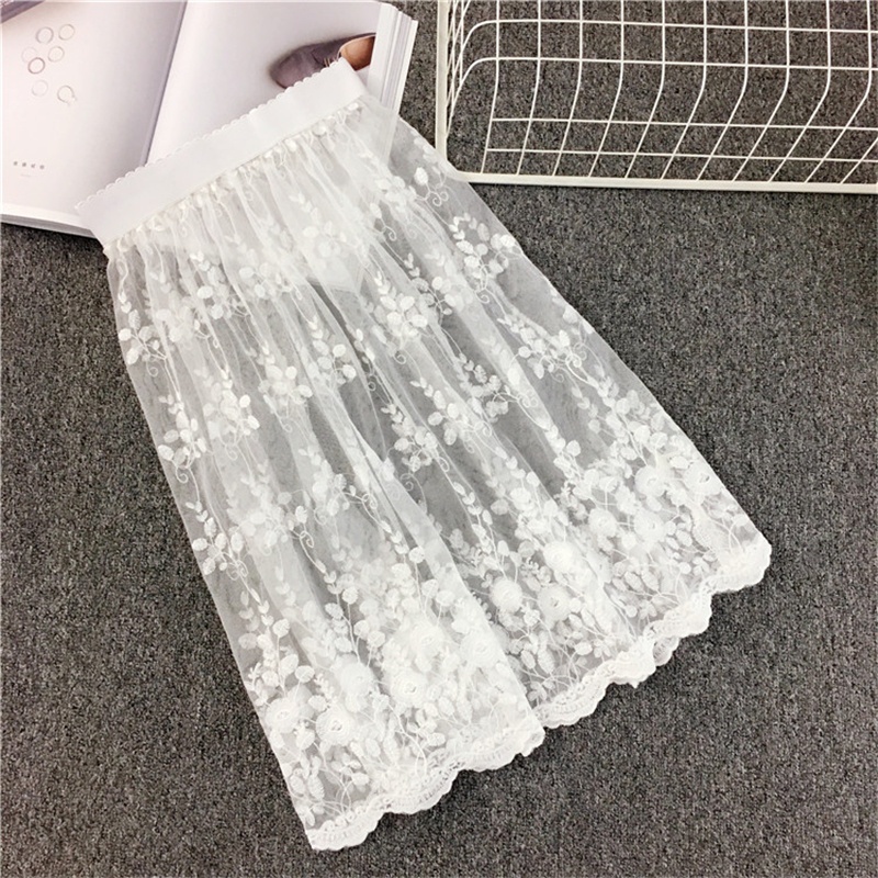 Chân Váy Lưới Xuyên Thấu Phối Ren Trong Suốt Thời Trang Dành Cho Nữ