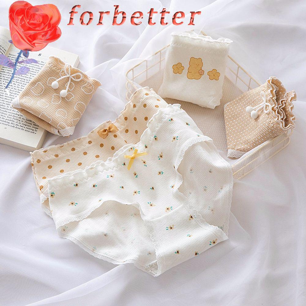 Quần Lót Cotton Mềm Mại Lưng Vừa In Họa Tiết Hoa Phong Cách Hàn Quốc Cho Nữ