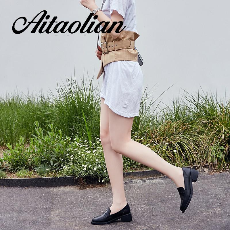 Giày Da Mềm Mũi Tròn Đế Dày Thiết Kế Đơn Giản Thời Trang Cho Nữ