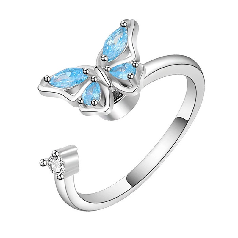 Nhẫn Xoay Hình Bướm Đính Đá Zircon Giải Tỏa Căng Thẳng