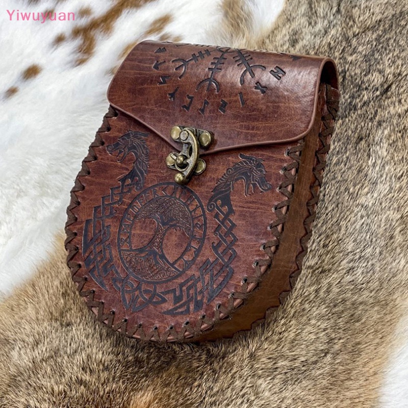 < Yiwuyuan > Túi Da Đựng Tiền Đeo Thắt Lưng Phong Cách Thời Trung Cổ Mới