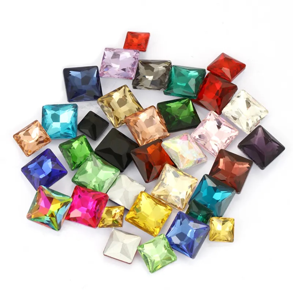 Đá Pha Lê Hình Vuông Cao Cấp 12mm 14mm Dùng Làm Trang Sức DIY