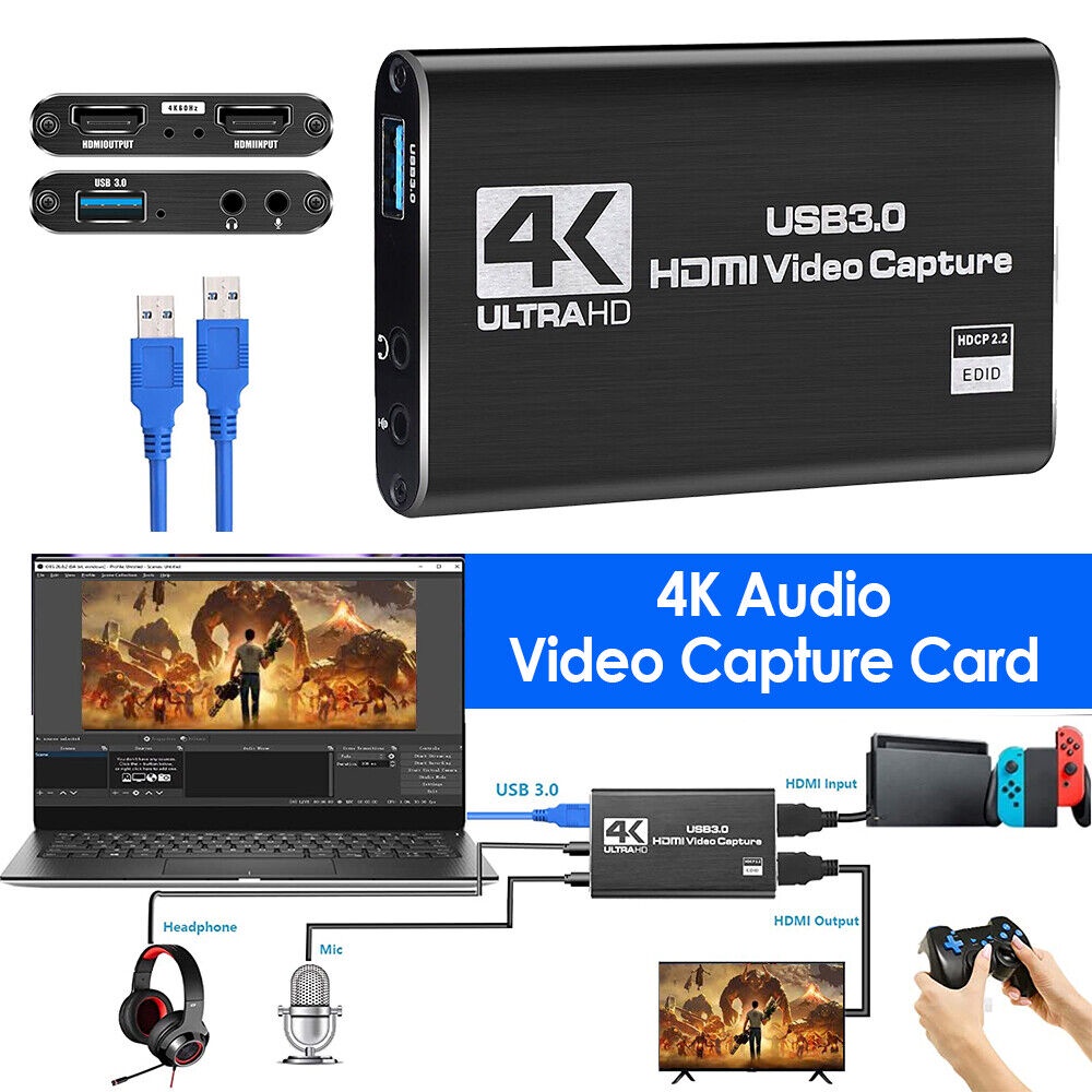 VIRWIR Thẻ Ghi Hình Video 4K 1080P 60fps HD Cổng USB 3.0 Cho Máy Tính
