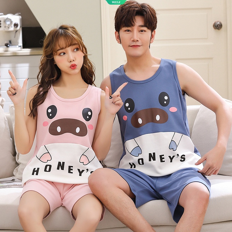 Bộ Đồ Ngủ Áo Sát Nách Phối Quần Short Cotton Dáng Rộng In Hoạt Hình Mèo Garfield Thời Trang Mùa Hè 2023 Cho Nam Và Nữ