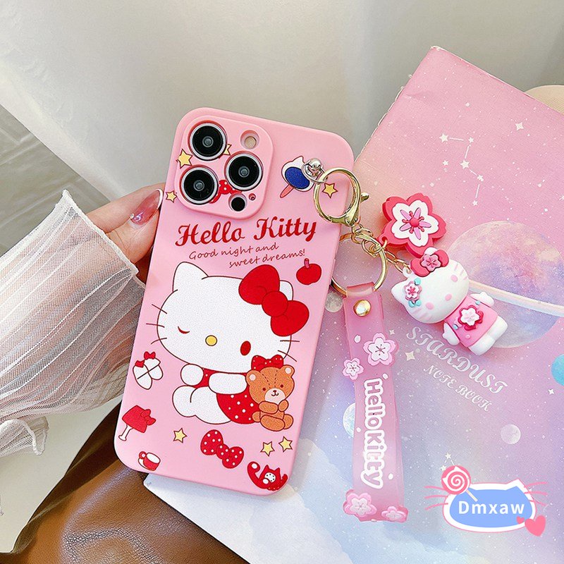 Ốp Điện Thoại Mềm Có Móc Khóa Hello Kitty Cho Vivo Y21T Y21G Y21E Y33S 4G Y20 Y20i Y20s Y20T Y20A Y12S Y12A Y11S V20 Y51 A31 Y53S