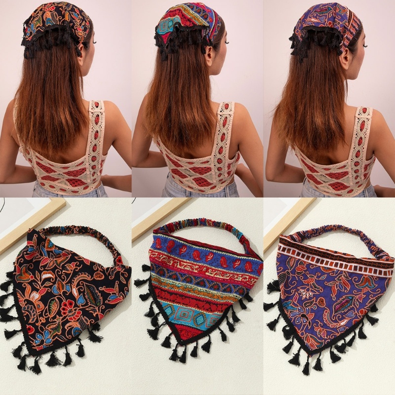 Khăn Trùm Đầu Họa Tiết Tam Giác Phong Cách Boho Cho Nữ