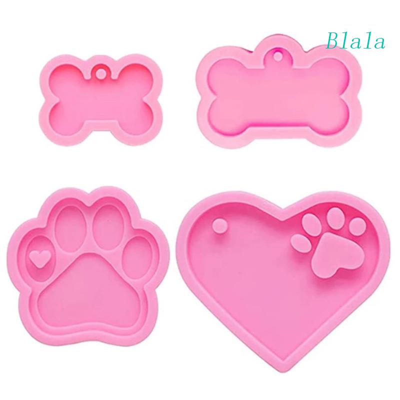 Bộ 4 Khuôn Làm Móc Khóa Hình Bàn Chân Chó