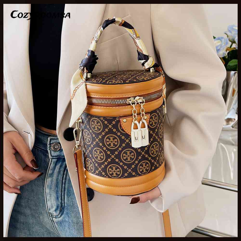 Túi Bucket Cỡ Lớn Có Khóa Kéo Phong Cách Retro Thời Trang Cho Nữ