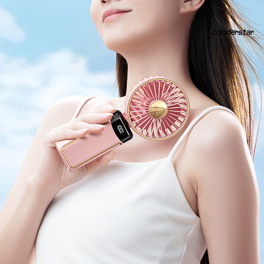 1 Bộ Quạt Làm Mát Cầm Tay 5 Bánh Răng Có Thể Gập Lại Màn Hình Kỹ Thuật Số Tiếng Ồn Thấp Cổng USB