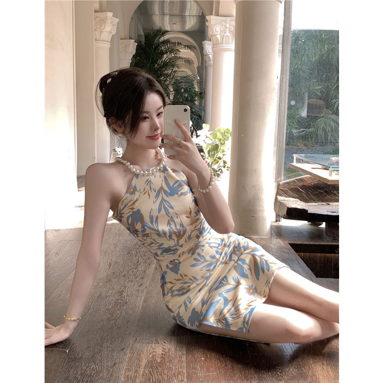 Đầm Hai Dây Dáng Ôm Eo Cao Vừa Vặn Đính Hạt Thời Trang Mùa Hè Kiểu Mới