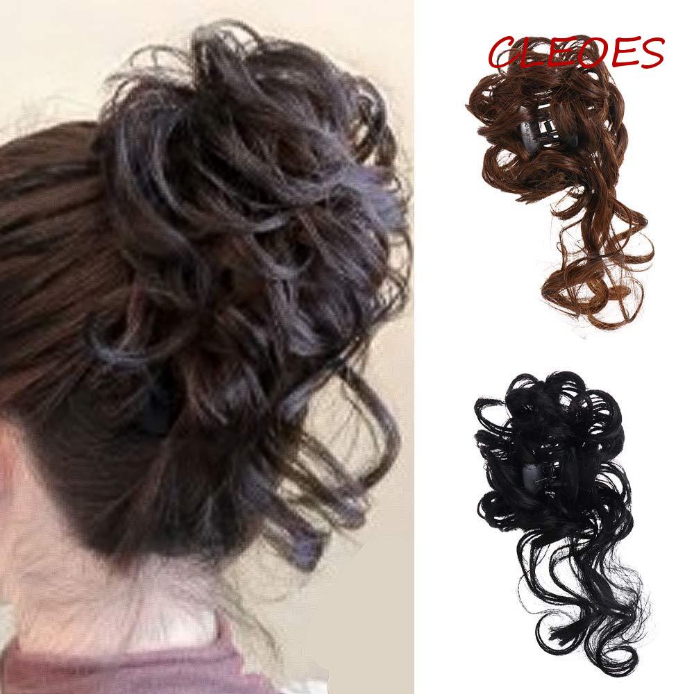 Tóc Giả Kẹp Chất Liệu Sợi Tổng Hợp Dày Dặn Màu Đen / Nâu Co Giãn Dành Cho Nữ