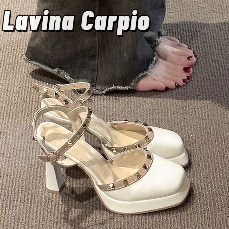 Lavina Carpio Giày Cao Gót Đính Đinh Tán Phong Cách Âu Mỹ Dễ Phối Đồ Cho Nữ