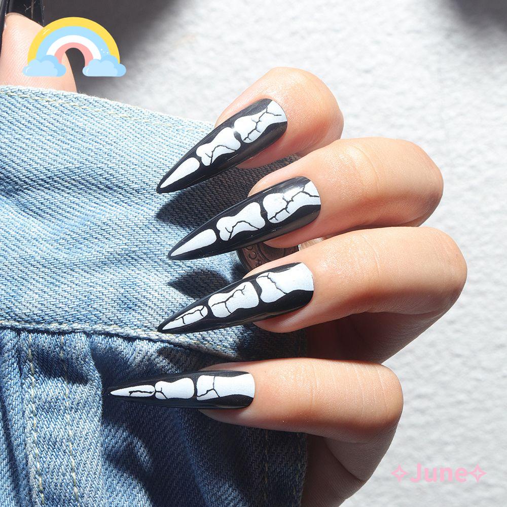 Bộ 24 Móng Tay Giả Có Thể Tháo Rời Phong Cách Tối Màu Retro Ốp|Giày Cao Gót Mũi Nhọn Thời Trang Dành Cho Nữ