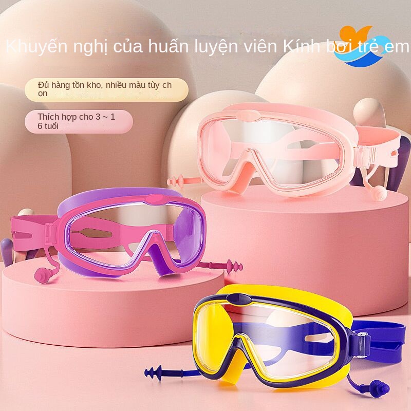 Kính Bơi Một Mảnh Gọng Lớn Chống Sương Mù Không Thấm Nước Dành Cho Bé Trai Và Bé Gái