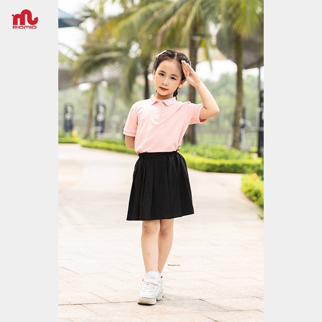 Áo Polo bé gái Riomio 100% cotton thấm hút mồ hôi mềm mịn thoáng mát đi học đi chơi RA506