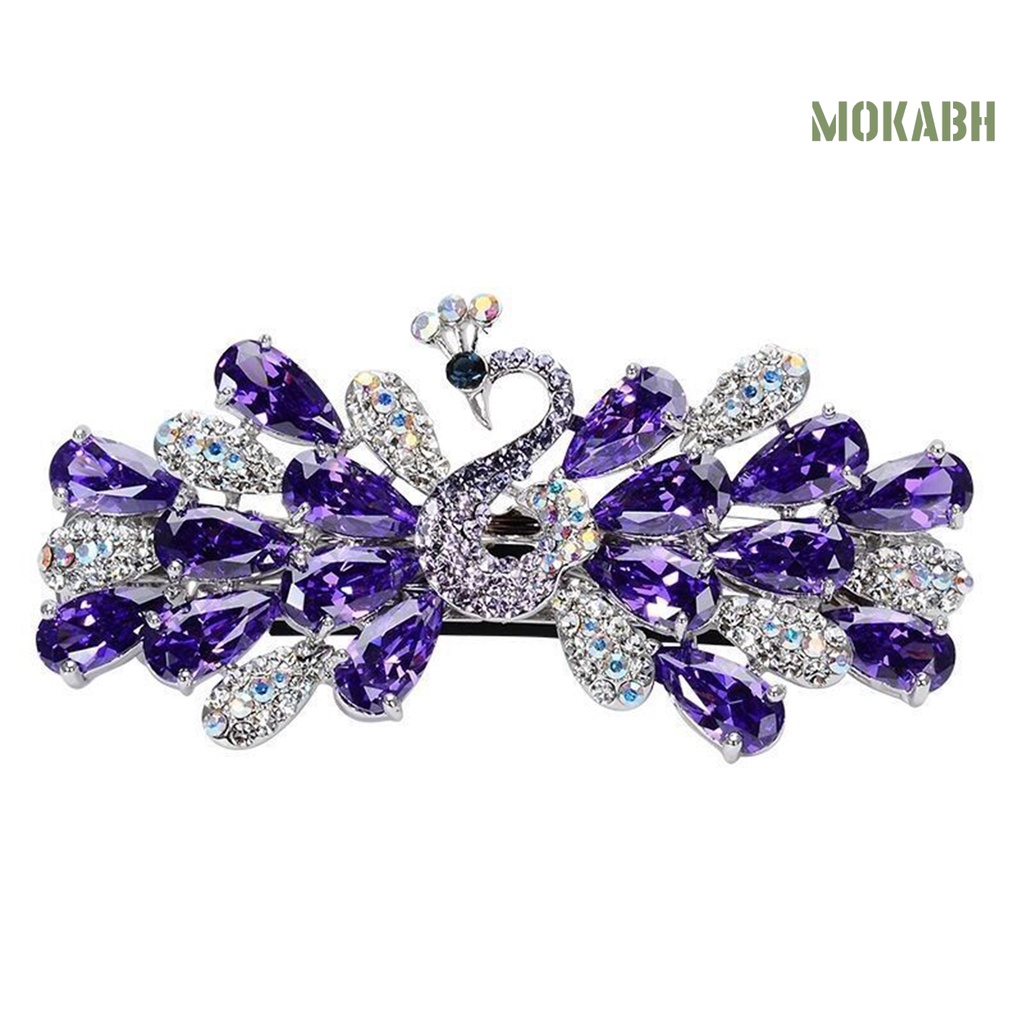 Kẹp Tóc Con Công Đính Đá Chống Trượt Kiểu Dáng Thanh Lịch