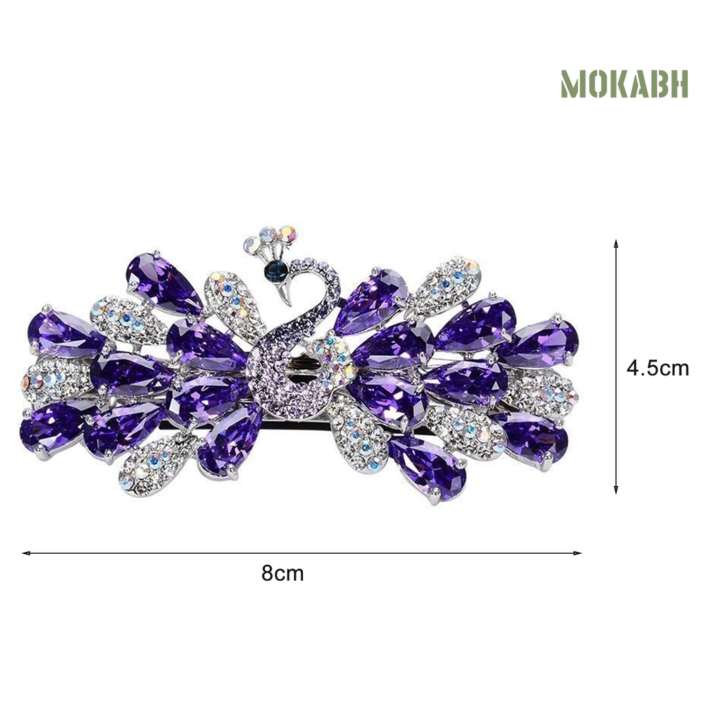 Kẹp Tóc Con Công Đính Đá Chống Trượt Kiểu Dáng Thanh Lịch