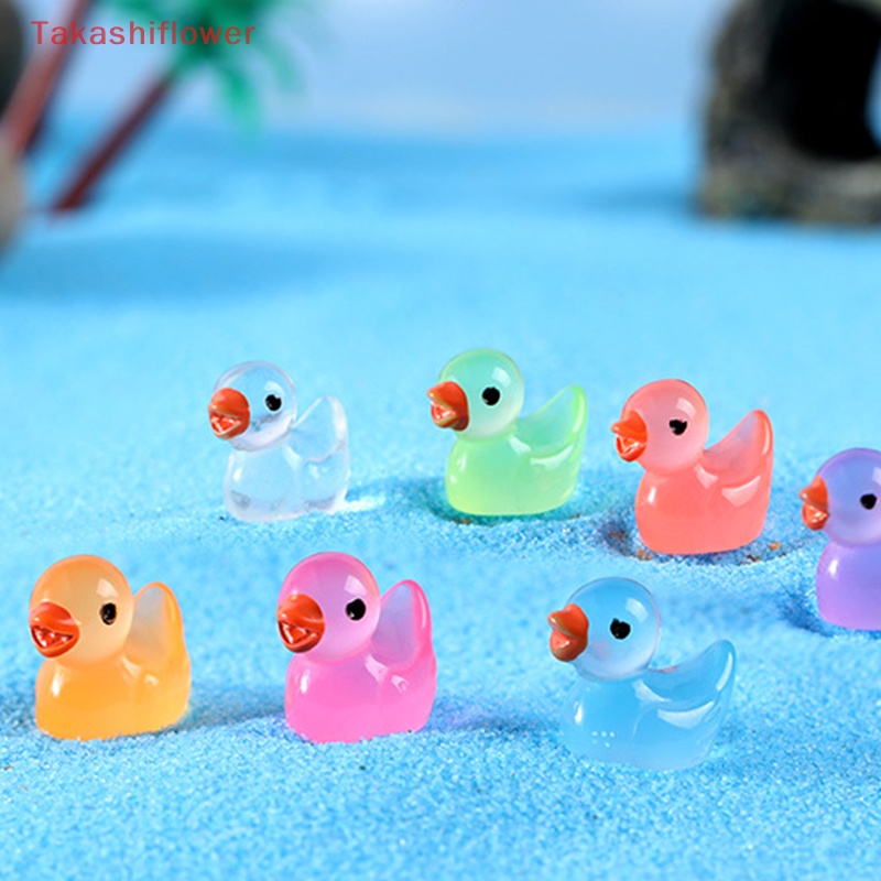 Set 10 Tượng Vịt Con Dạ Quang Mini Bằng Nhựa Resin Trang Trí Tiểu Cảnh