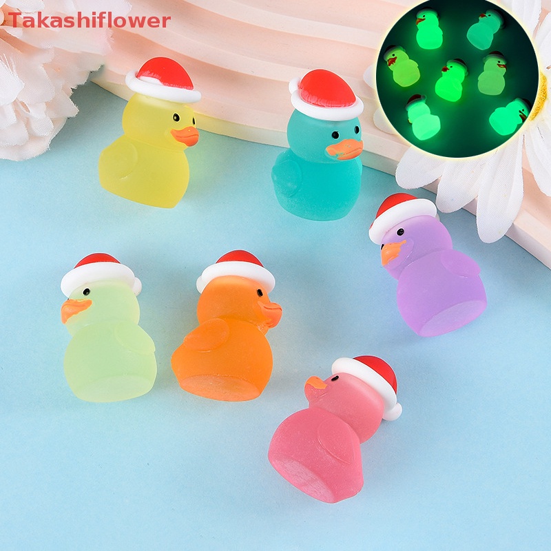 Set 1 / 5 Chú Vịt Đội Nón Đỏ Hoạt Hình Màu Dạ Quang Trang Trí Nhà Búp Bê / Tiểu Cảnh DIY