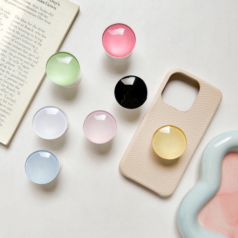 Giá Đỡ Điện Thoại Hình Tròn Bằng Kính Màu Trơn Tiện Dụng