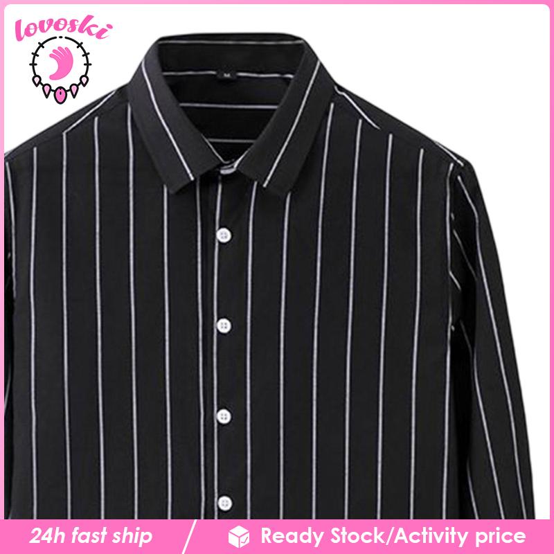 [Lovoski] Áo Sơ Mi Đi Biển Hawaiian Cài Nút Xuống Phong Cách Trang Trọng Cho Nam