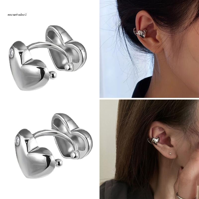 ✿ Khuyên Kẹp Vành Tai Kim Loại Hình Trái Tim Đơn Giản Cho Nữ