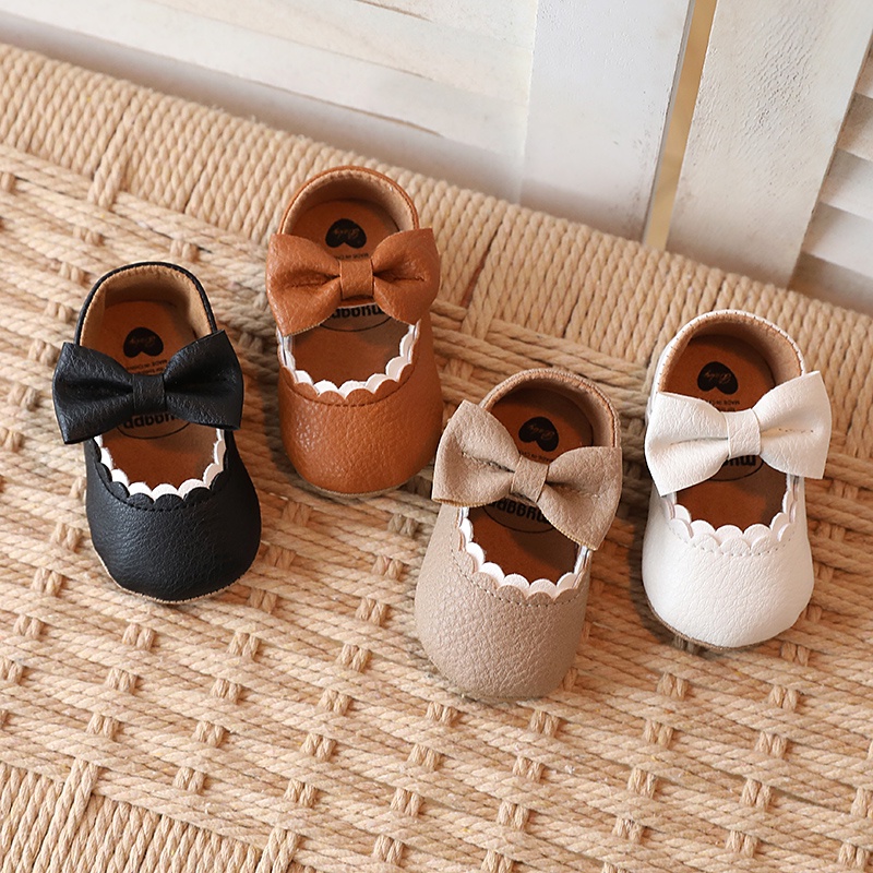 Giày Búp Bê Da PU Mềm Cho Bé Gái 0-1 Tuổi