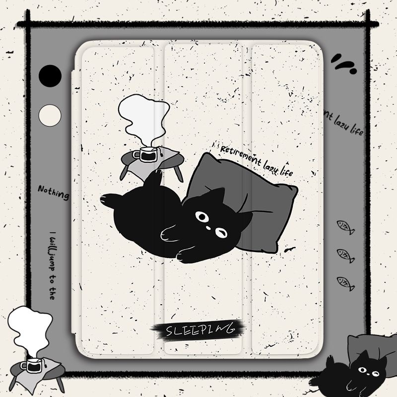 Ốp Máy Tính Bảng Mềm Họa Tiết Mèo Hoạt Hình Dễ Thương Có Ngăn Đựng Bút Cho iPad Gen10 7 / 8 / 9 Air4 Air5 Pro11 Pro12.9 mini6