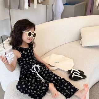 Bộ Đồ Thể Thao Hai Mảnh Áo Thun + Quần Ống Rộng In Hình Hoạt Hình Phong Cách Hàn Quốc Thời Trang Mùa Hè Cho Bé Gái