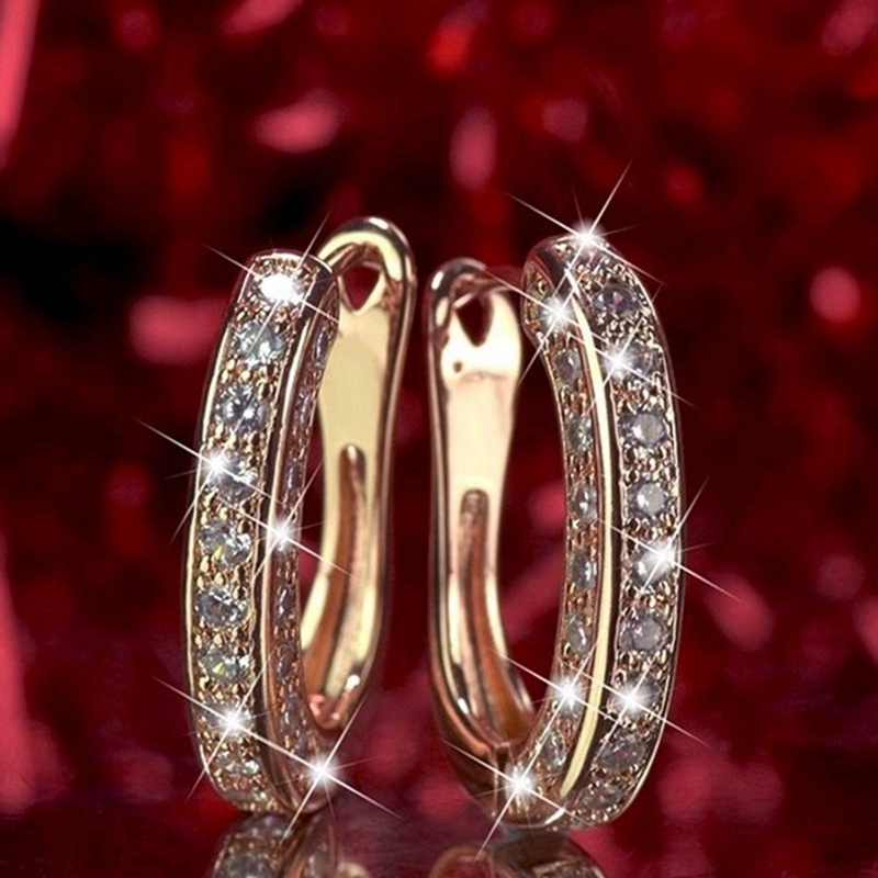 Khuyên Tai Tròn Đính Đá Lấp Lánh Sang Trọng Cho Nữ