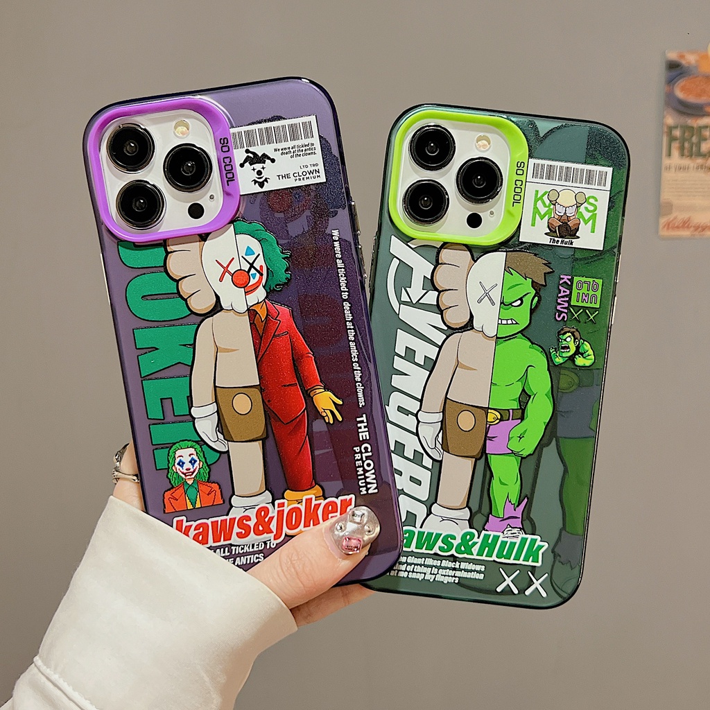 Ốp Điện Thoại tpu Dẻo Trong Suốt Họa Tiết Chú Hề KAWS Hai Mặt Chống Sốc Cho iPhone 11 13 12 14 Pro Max