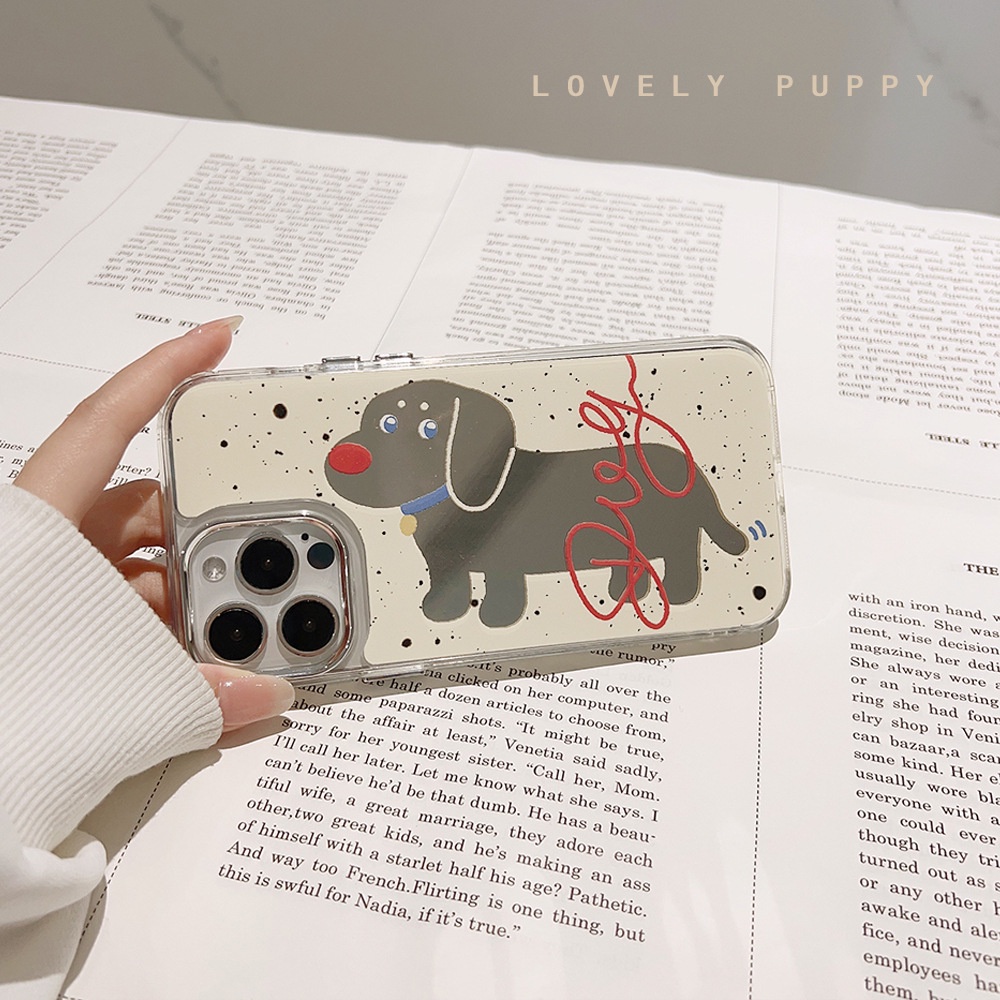 Ốp Điện Thoại Mặt Gương Trong Suốt Hình Chú Chó Cho Iphone 14 11 12 13 PRO MAX AT0264