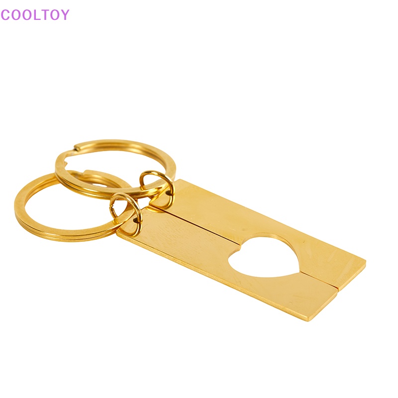 Set 2 Móc Khóa Ghép Hình Trái Tim Bằng Thép Không Gỉ Mặt Kính Độ Bóng Cao