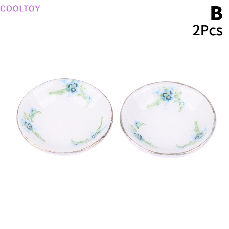 Set 2 Đĩa Đựng Thức Ăn Tỉ Lệ 1: 12 Dùng Trang Trí Nhà Búp Bê