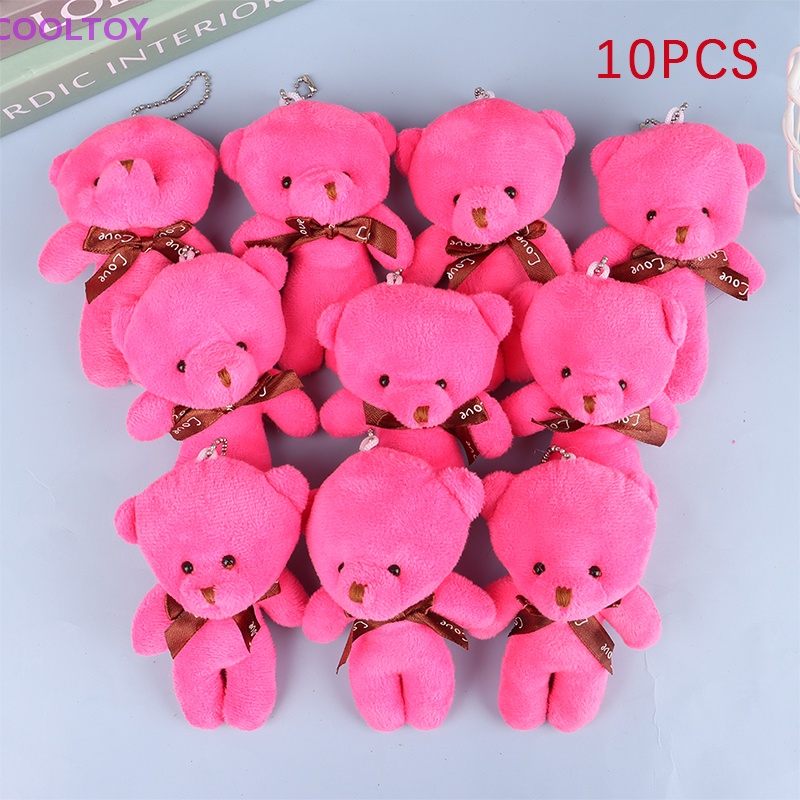 Set 10 Gấu Bông Mini 12cm Mềm Mại Trang Trí Bó Hoa / Móc Khóa Đa Ứng Dụng