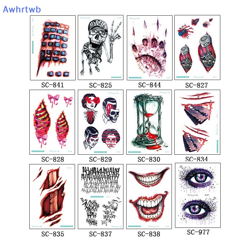 1 Tấm Hình Xăm Dán Tạm Thời Chống Nước Hình Vết Thương Kinh Dị Halloween Mới