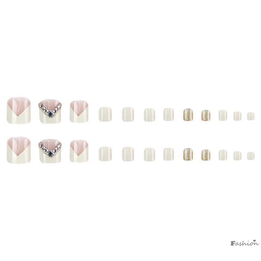 Móng Chân Giả Mềm &amp; Dẻo Đính Kim Cương Trắng Lấp Lánh Không Áp Lực Gắn Giường Ngủ