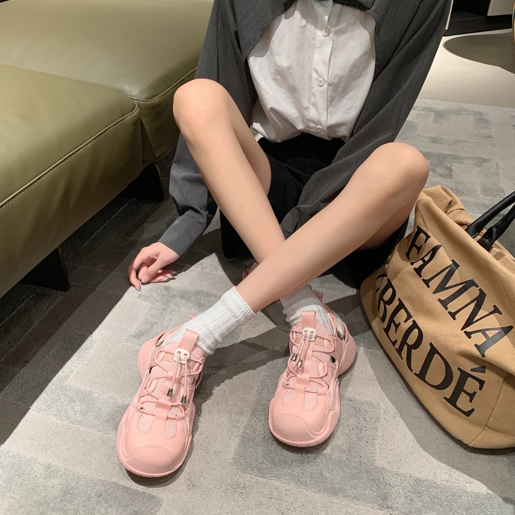 Giày sneaker Da Đế Dày Phối Lưới Thoáng Khí Thời Trang Mùa Hè 2023 Cho Nữ