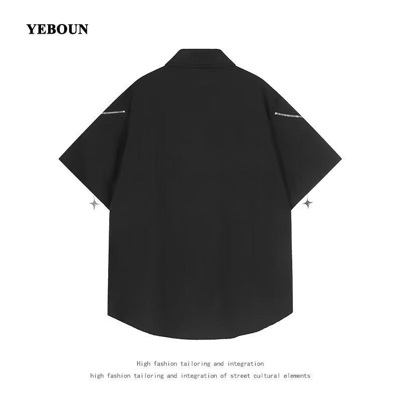 Áo Thun POLO Tay Ngắn Dáng Rộng Có Khóa Kéo Phong Cách Đường Phố Mỹ Thời Trang Cho Nam Và Nữ