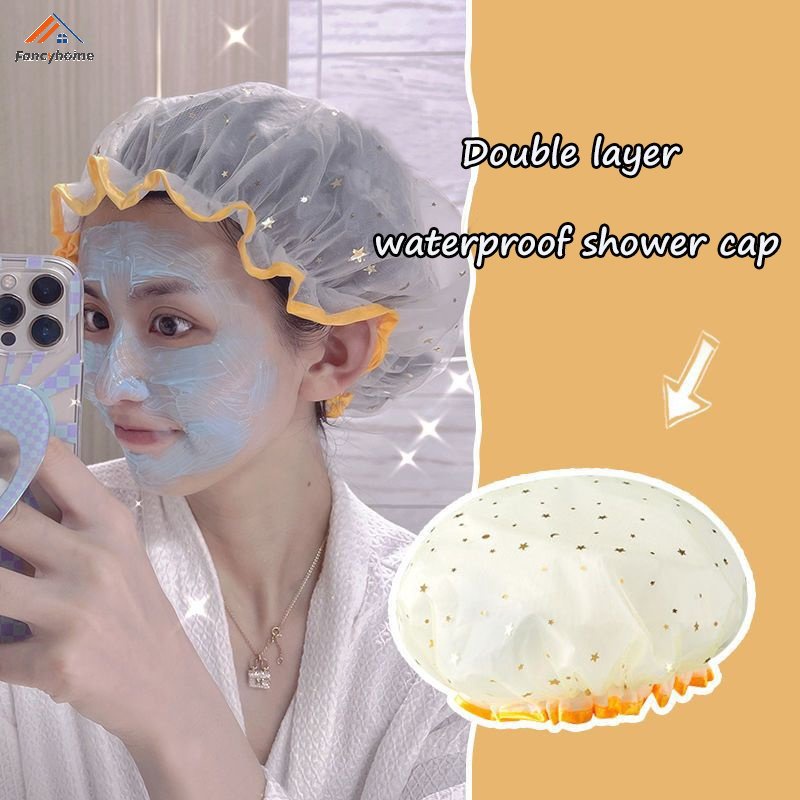 Mũ Tắm Hai Lớp Chống Thấm Nước Dễ Thương Có Thể Tái Sử Dụng