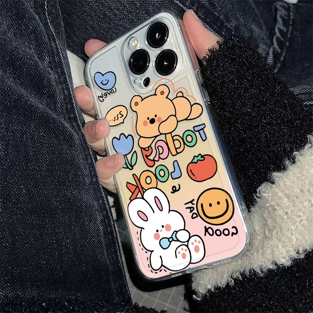 ✅Ốp Điện Thoại Dẻo Họa Tiết Chú Thỏ / Gấu Dễ Thương Chống Sốc Cho Iphone1213 6Pro11Max plus78 R6GA 14Pro