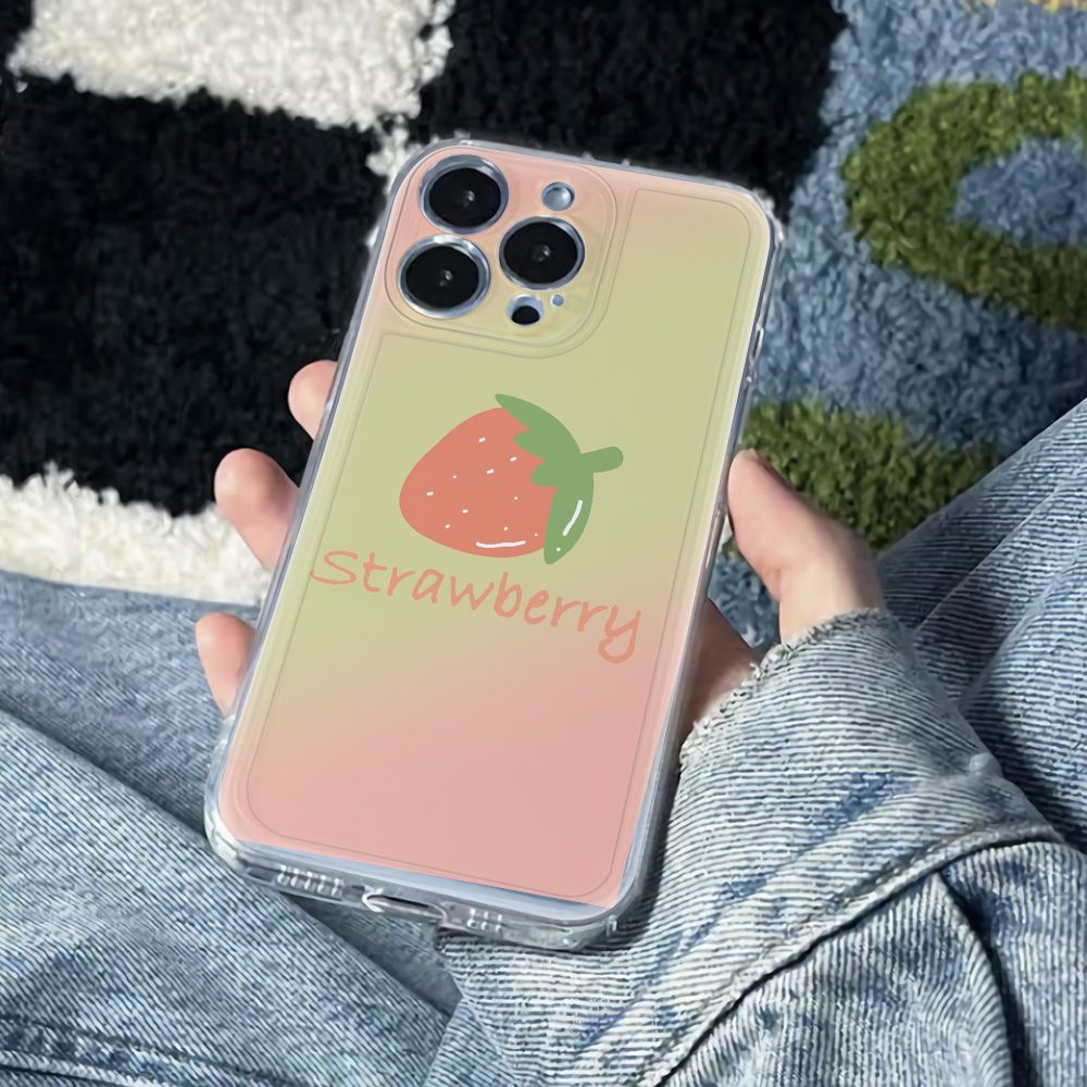 ✅Ốp Điện Thoại Dẻo Họa Tiết Trái Dâu Đơn Giản Chống Sốc Cho Iphone 116In14Pro 13maxplusiPhone12 78