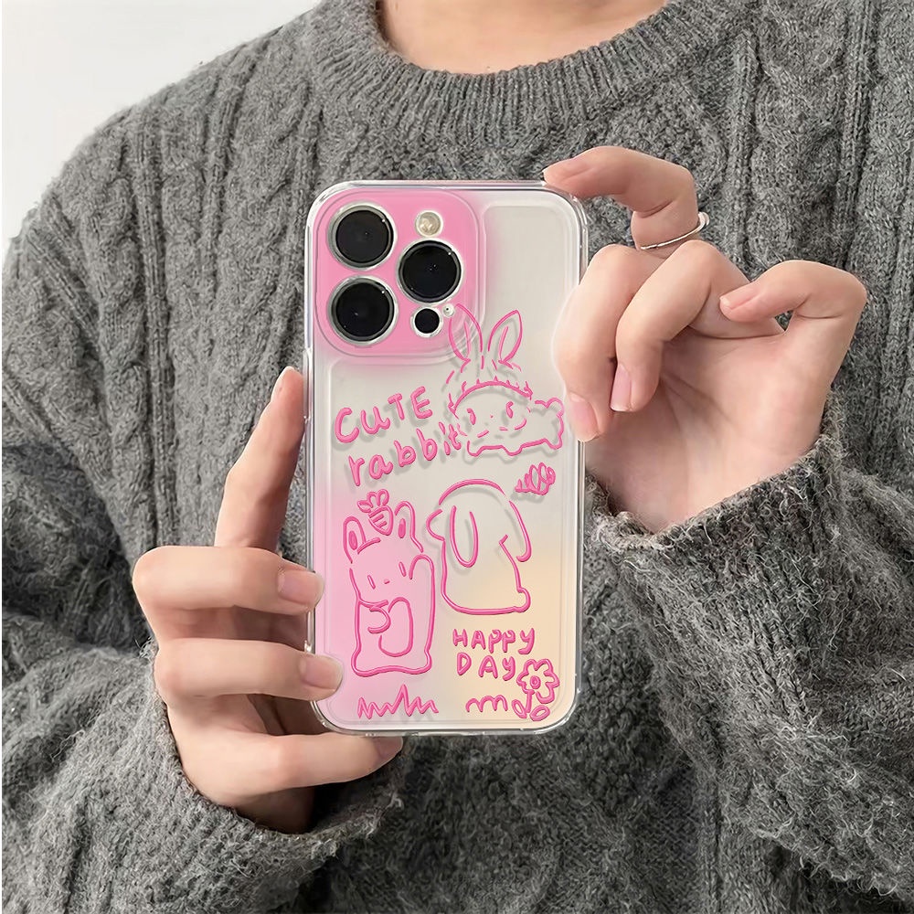 ✅Ốp Điện Thoại Mềm Chống Sốc Họa Tiết Thỏ Graffiti Đơn Giản Cho Iphone 13 78 14pro 11 126Inch