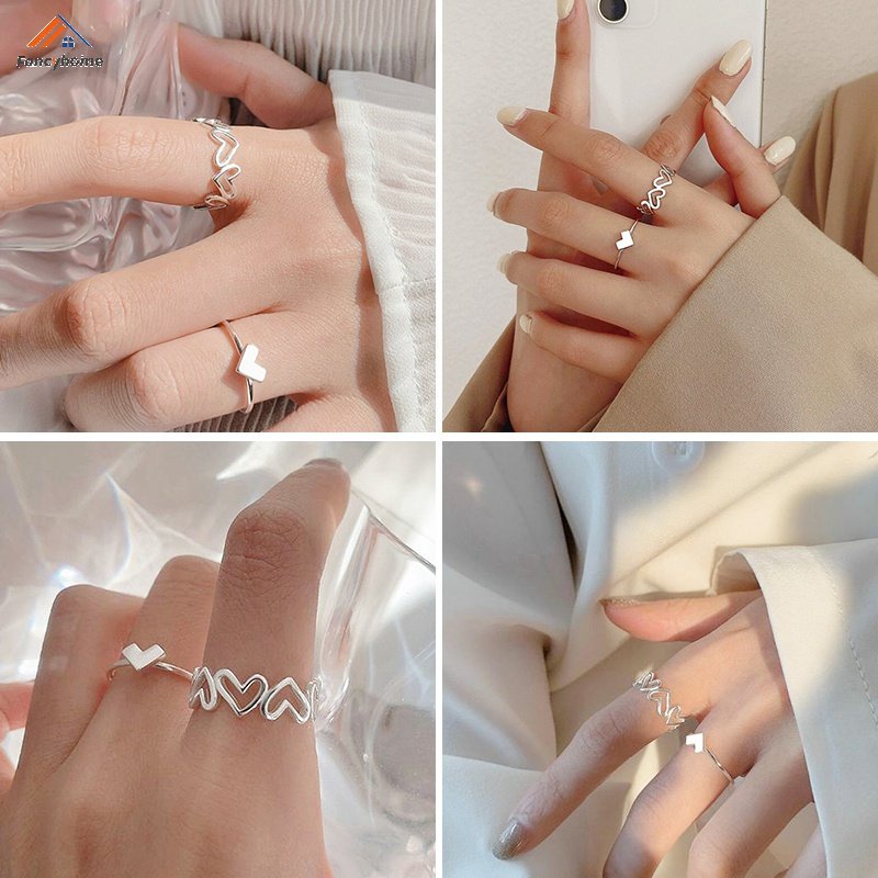 Nhẫn Thiết Kế Đục Lỗ Hình Trái Tim Thời Trang Cá Tính Cho Nữ