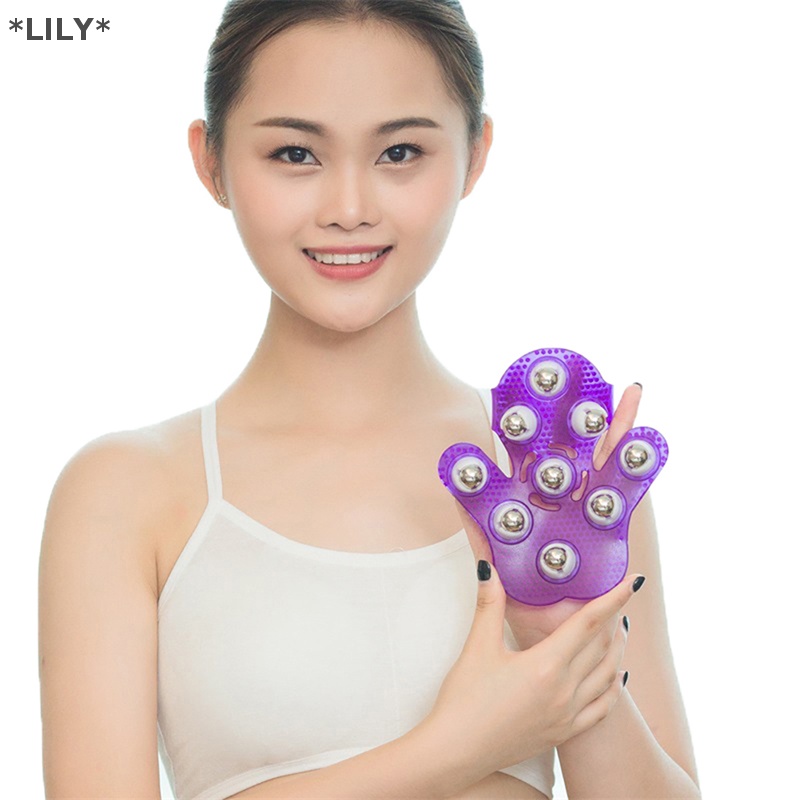 Lily Cọ hình massage găng tay cơ thể massager với 9 360 độ con lăn kim loại con lăn uuu