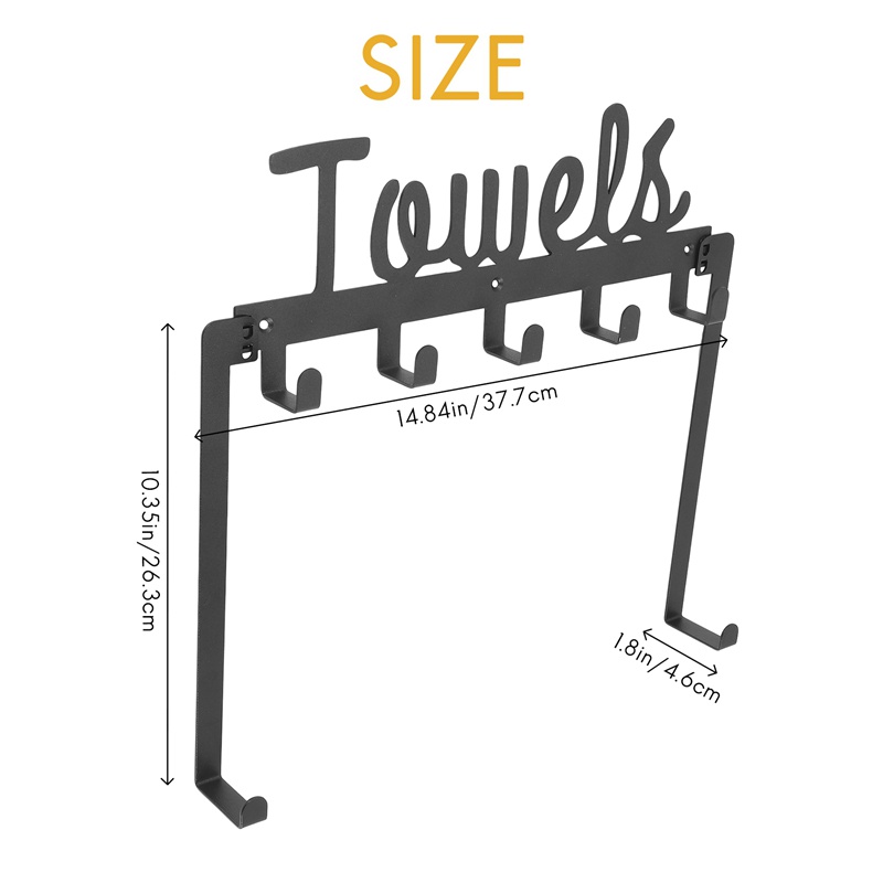 Giá Treo Cửa 5 Móc Màu Đen Tiện Dụng Cho Phòng Tắm