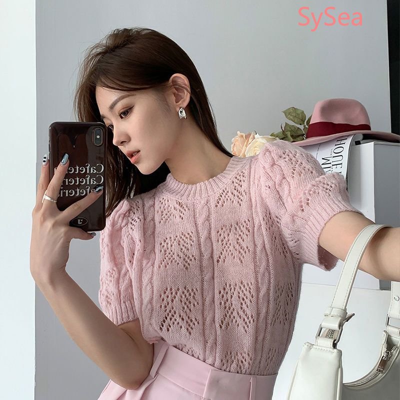 Áo Dệt Kim Cổ Tròn Thời Trang Mùa Hè Hàn Quốc Dành Cho Nữ