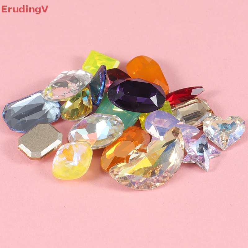 Set 20 Viên Đá Thủy Tinh Hình Trái Tim / Tròn / Ngôi Sao Nhiều Màu Sắc Dùng Làm Đồ Trang Sức Thủ Công Nghệ Thuật