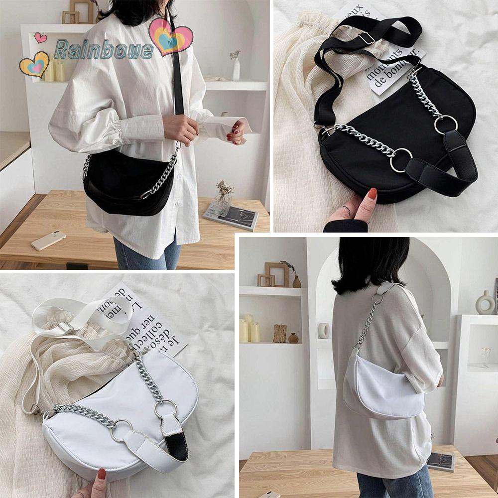 Túi Đeo Chéo Bằng Nylon Màu Trơn Thời Trang